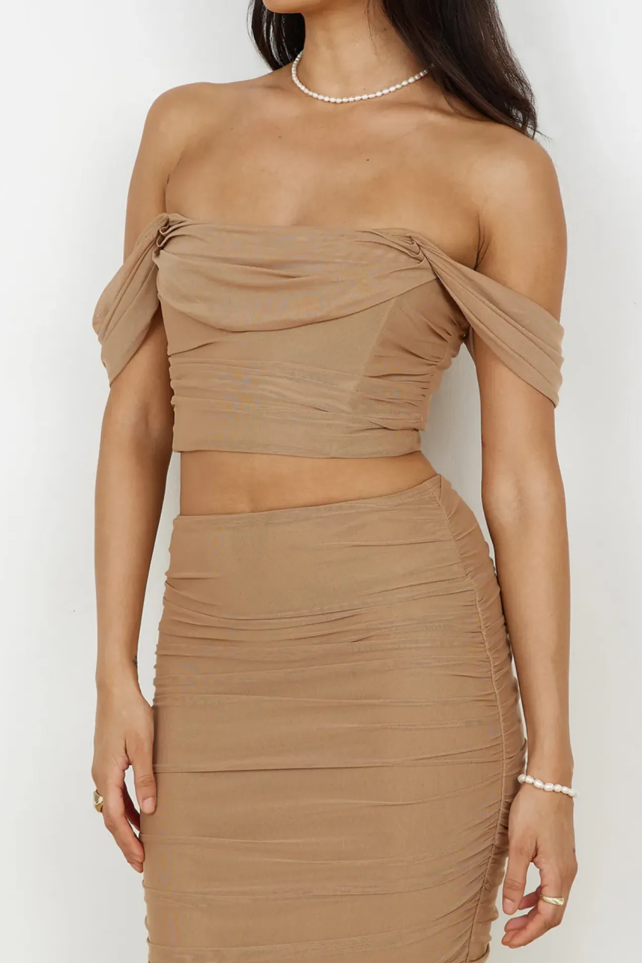 Dance Darling Crop Top Beige