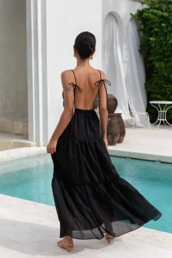Dance In The Dark Halter Maxi Dress Black