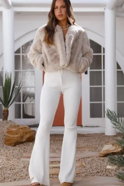 Day By Day Faux Fur Cropped Jacket Beige