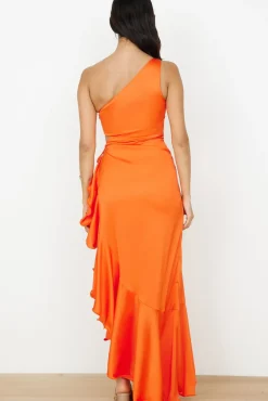 DEAR EMILIA In My Glamour Satin Maxi Dress Red