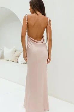DEAR EMILIA Opulent Events Satin Maxi Dress Champagne