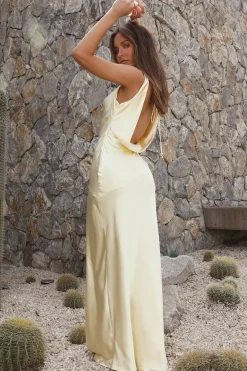 Dear Me Satin Maxi Dress Yellow