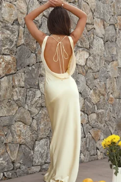 Dear Me Satin Maxi Dress Yellow
