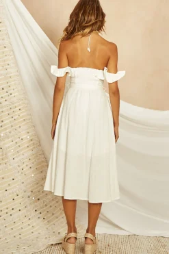 Deep End Midi Dress White
