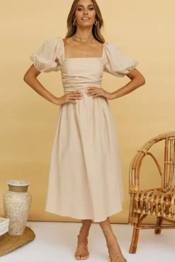 Delfino Maxi Dress Tan
