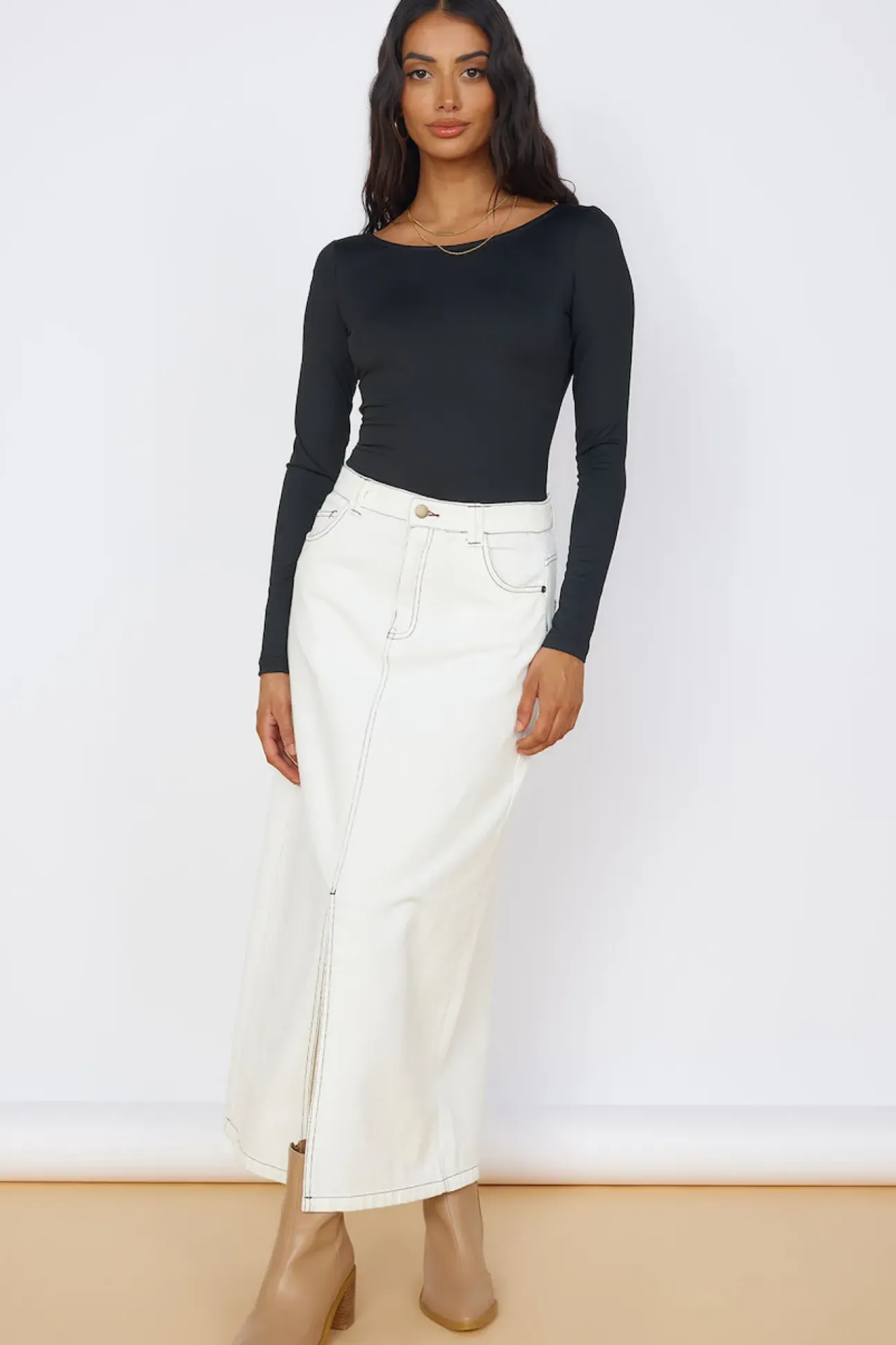 Destined Paths Maxi Skirt White