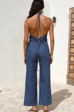 Dirt Bike Halter Top Denim