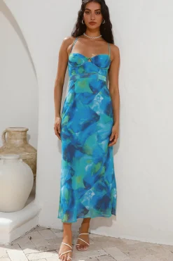 Diving Into The Ocean Midi Dress Blue