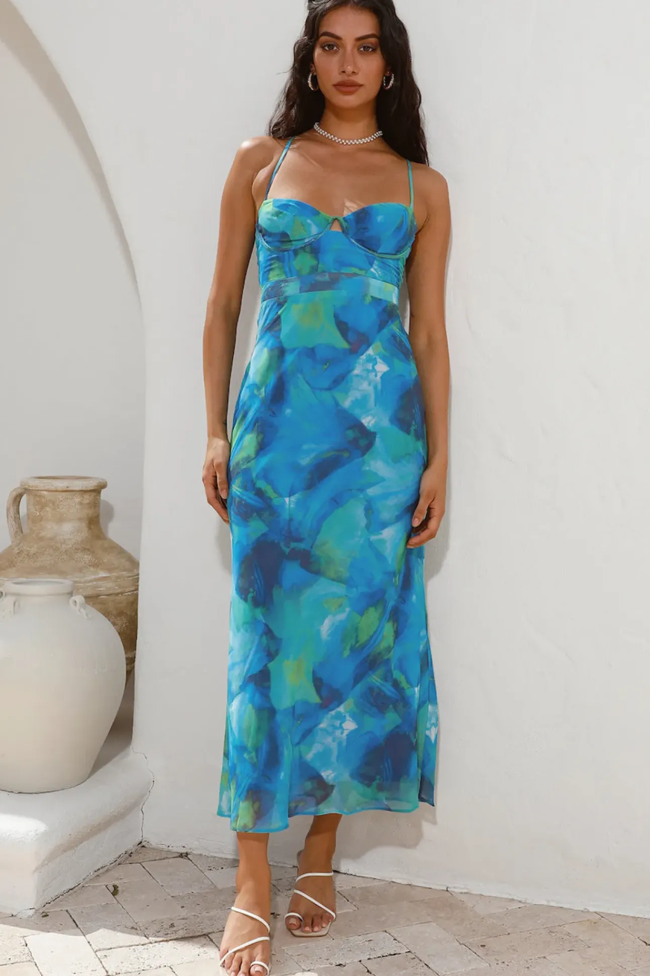 Diving Into The Ocean Midi Dress Blue