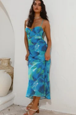 Diving Into The Ocean Midi Dress Blue