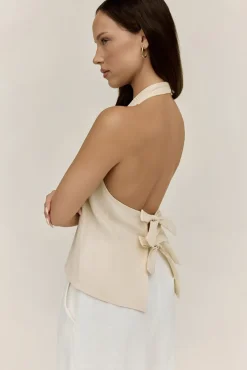 Dreamer Linen Halter Top Oatmeal