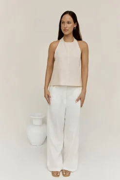 Dreamer Linen Halter Top Oatmeal
