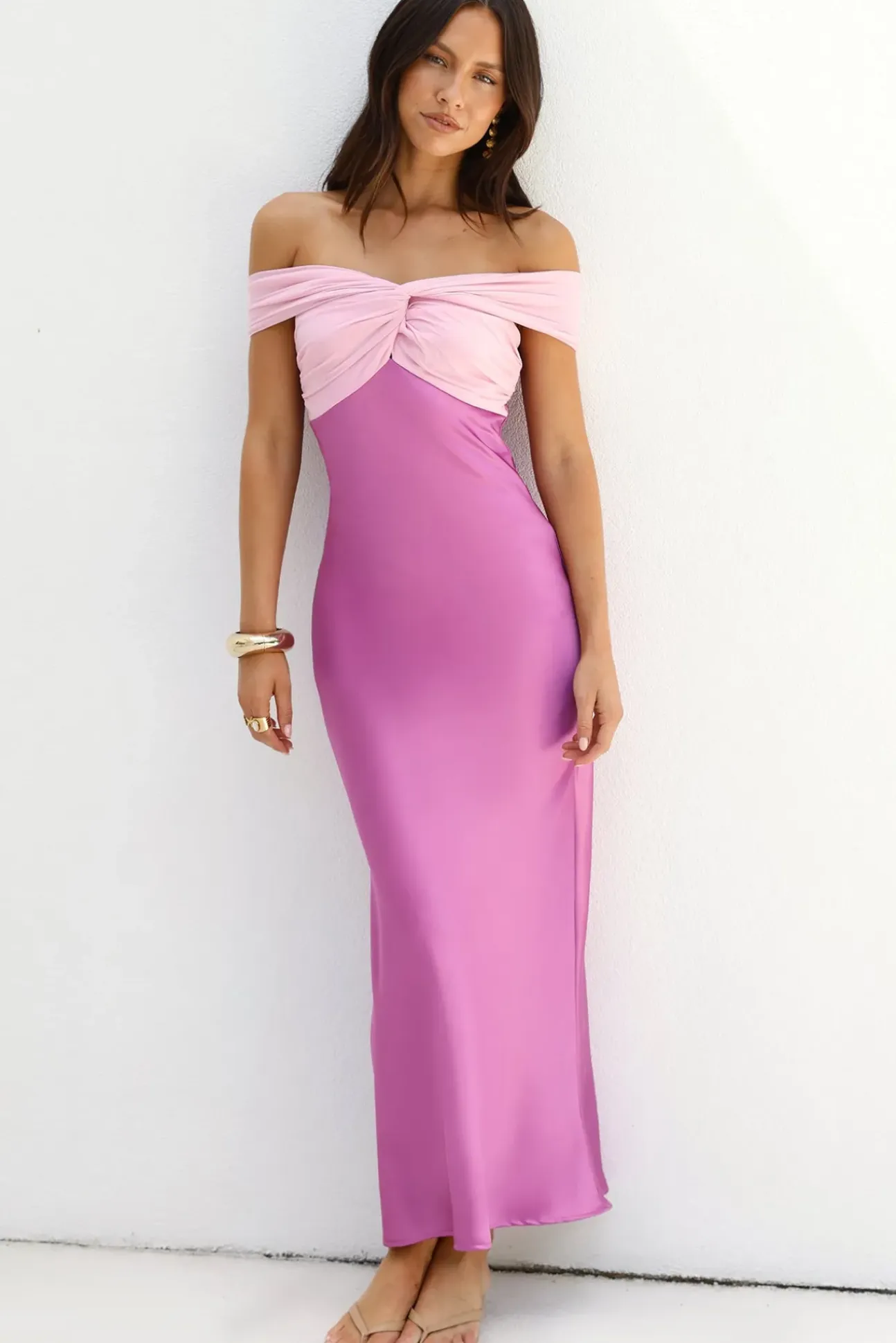 Dreamers Delight Off The Shoulder Maxi Dress Purple