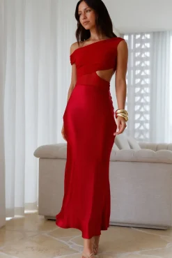 Dreamer’s Path Off The Shoulder Maxi Dress Red