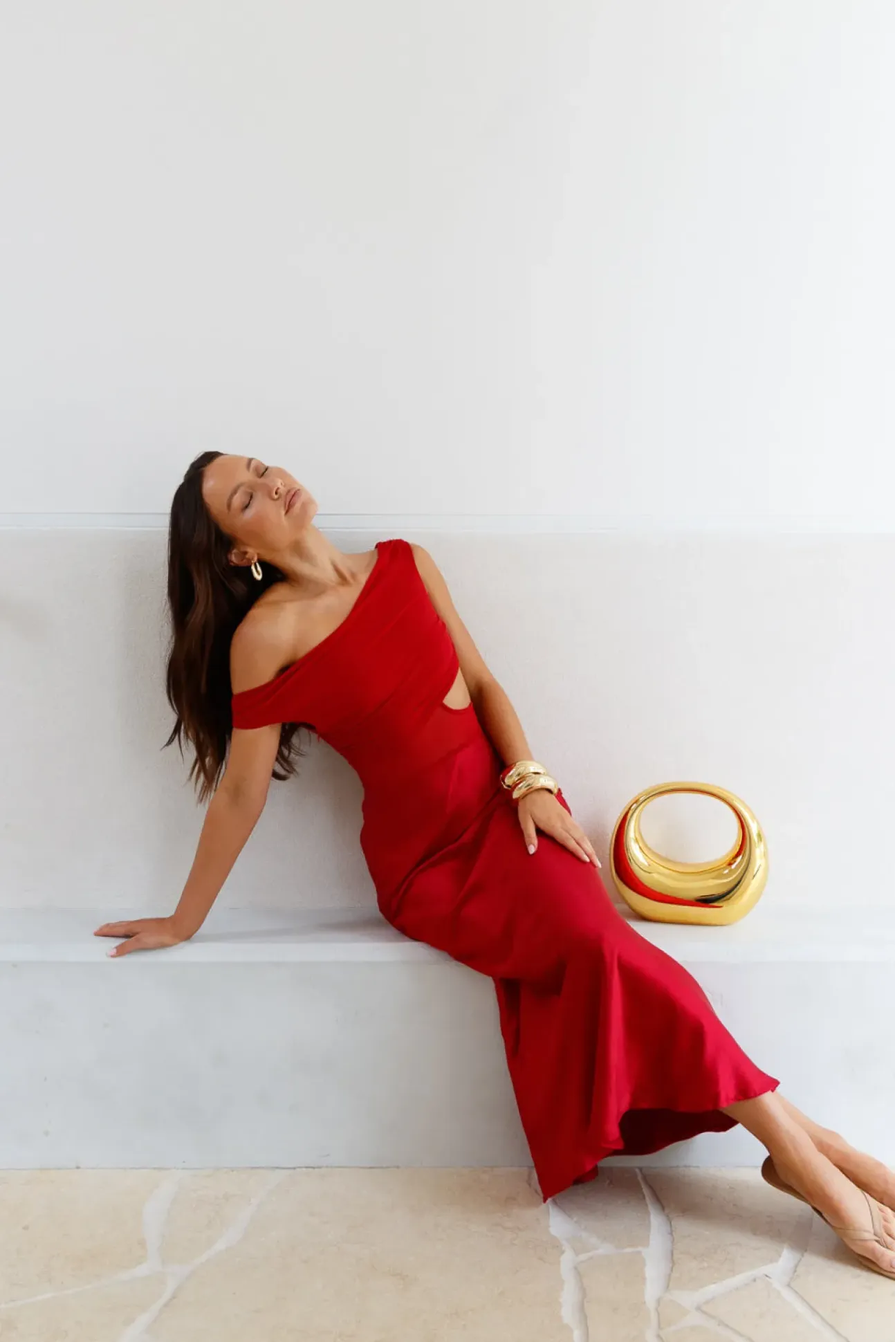 Dreamer’s Path Off The Shoulder Maxi Dress Red