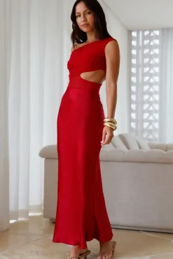 Dreamer’s Path Off The Shoulder Maxi Dress Red