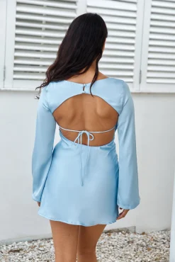 Elegant Evenings Satin Mini Dress Blue