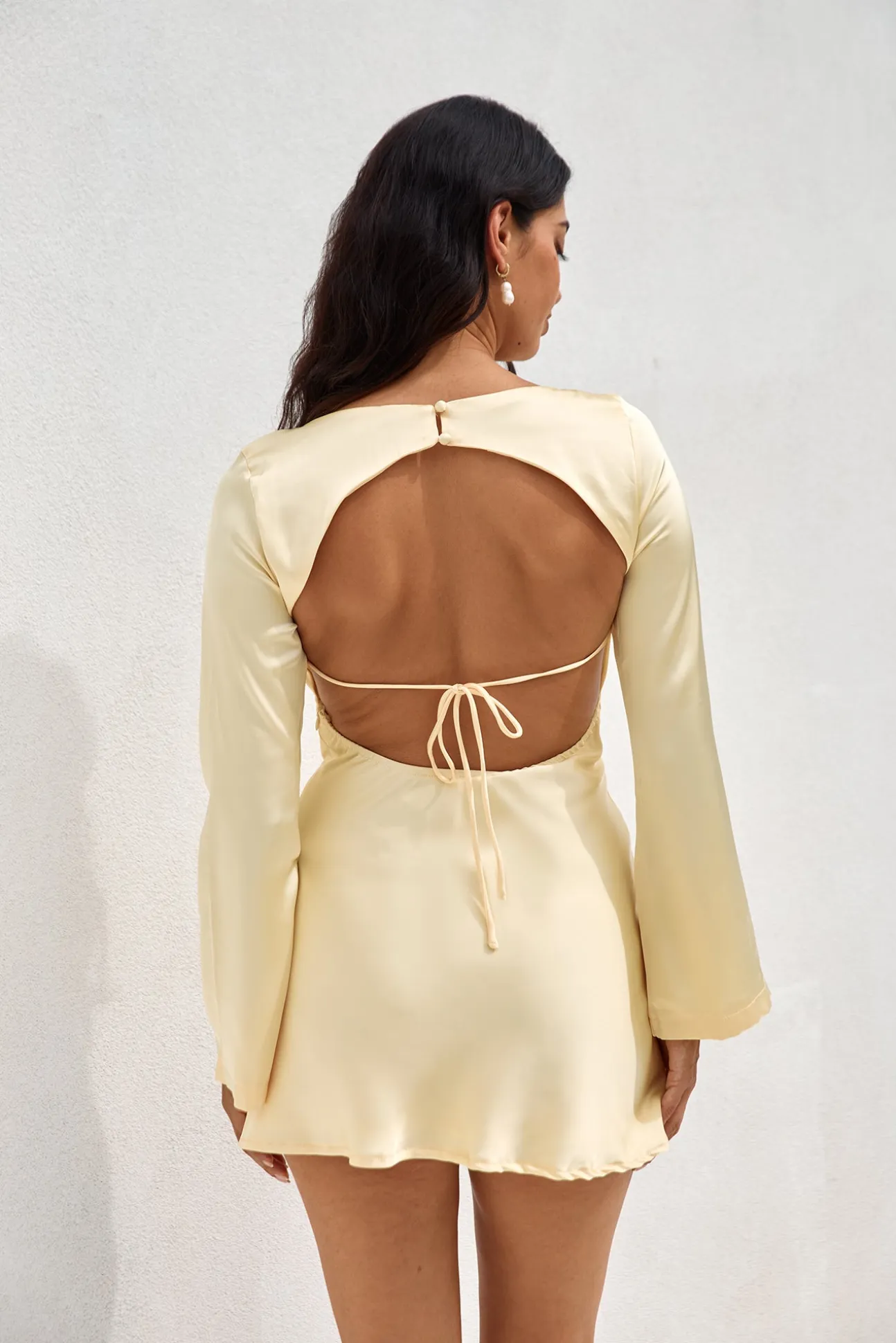 Elegant Evenings Satin Mini Dress Yellow