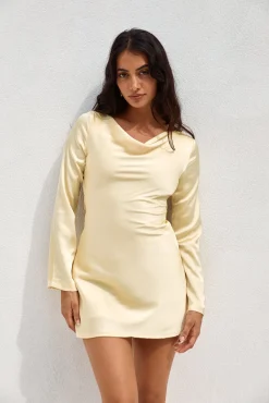 Elegant Evenings Satin Mini Dress Yellow