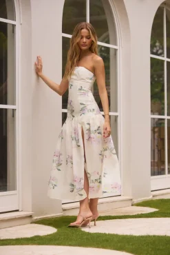 Enchanted Elegance Strapless Maxi Dress in Butter
