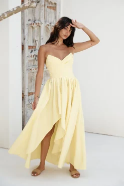 Enchantress Strapless Maxi Dress Yellow