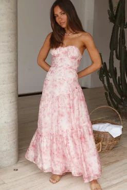Essence Strapless Maxi Dress Pink
