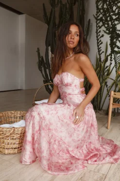 Essence Strapless Maxi Dress Pink