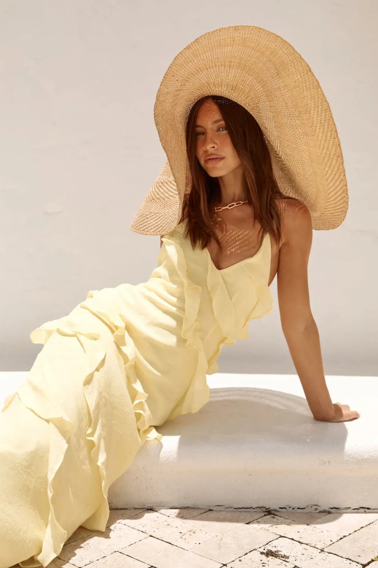 Ethereal Energy Halter Maxi Dress Yellow