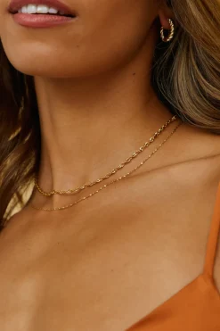 Exit Stage Left Necklace Gold