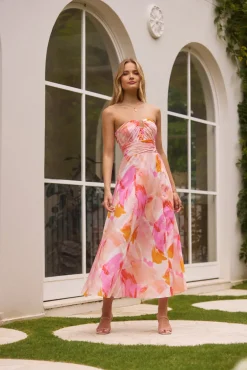 Fairy Floss Strapless Maxi Dress Pink