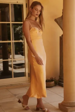 Feeling Zesty Satin Maxi Dress Orange