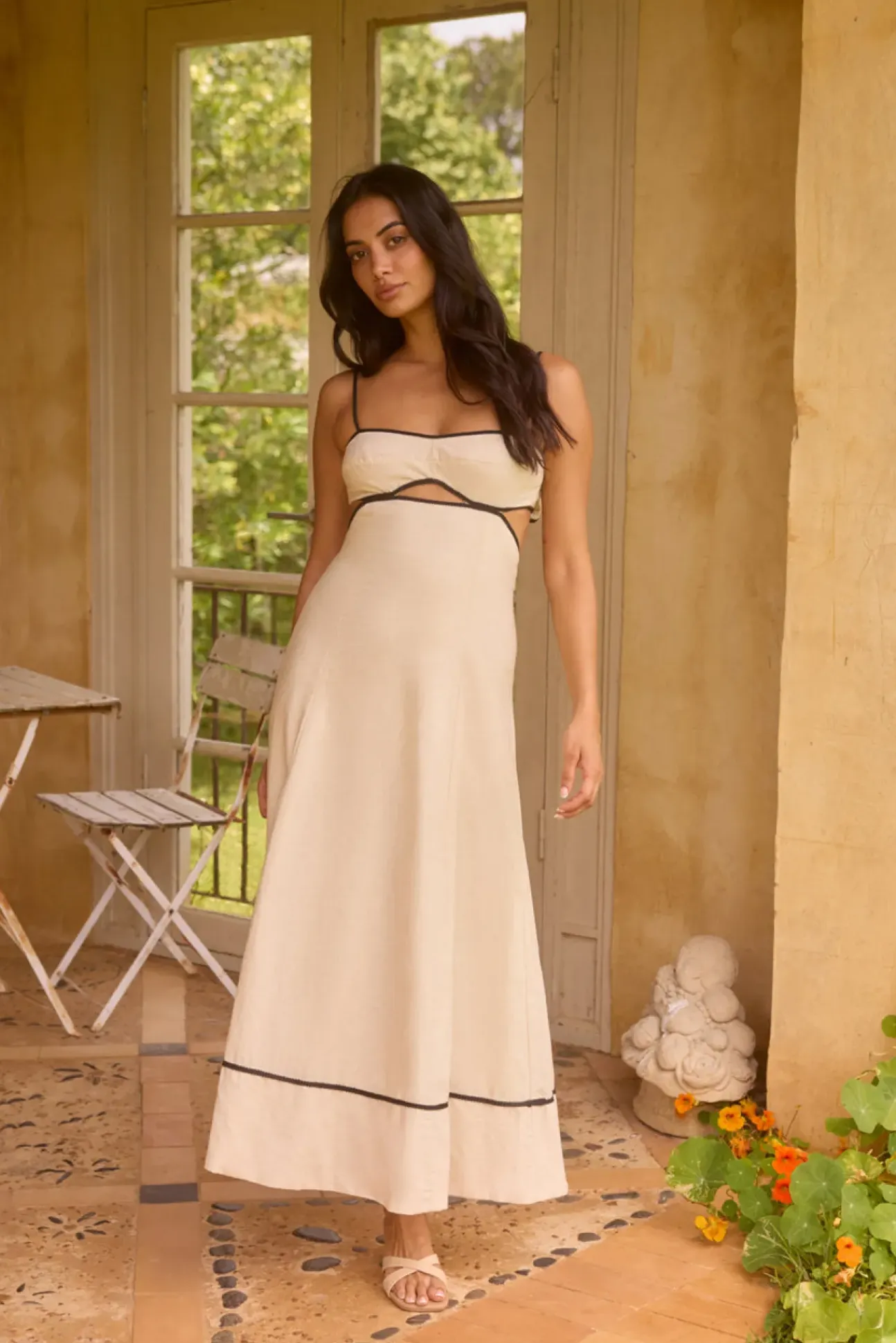 Floating Orchid Maxi Dress White