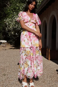 Floral Skies Maxi Dress Pink