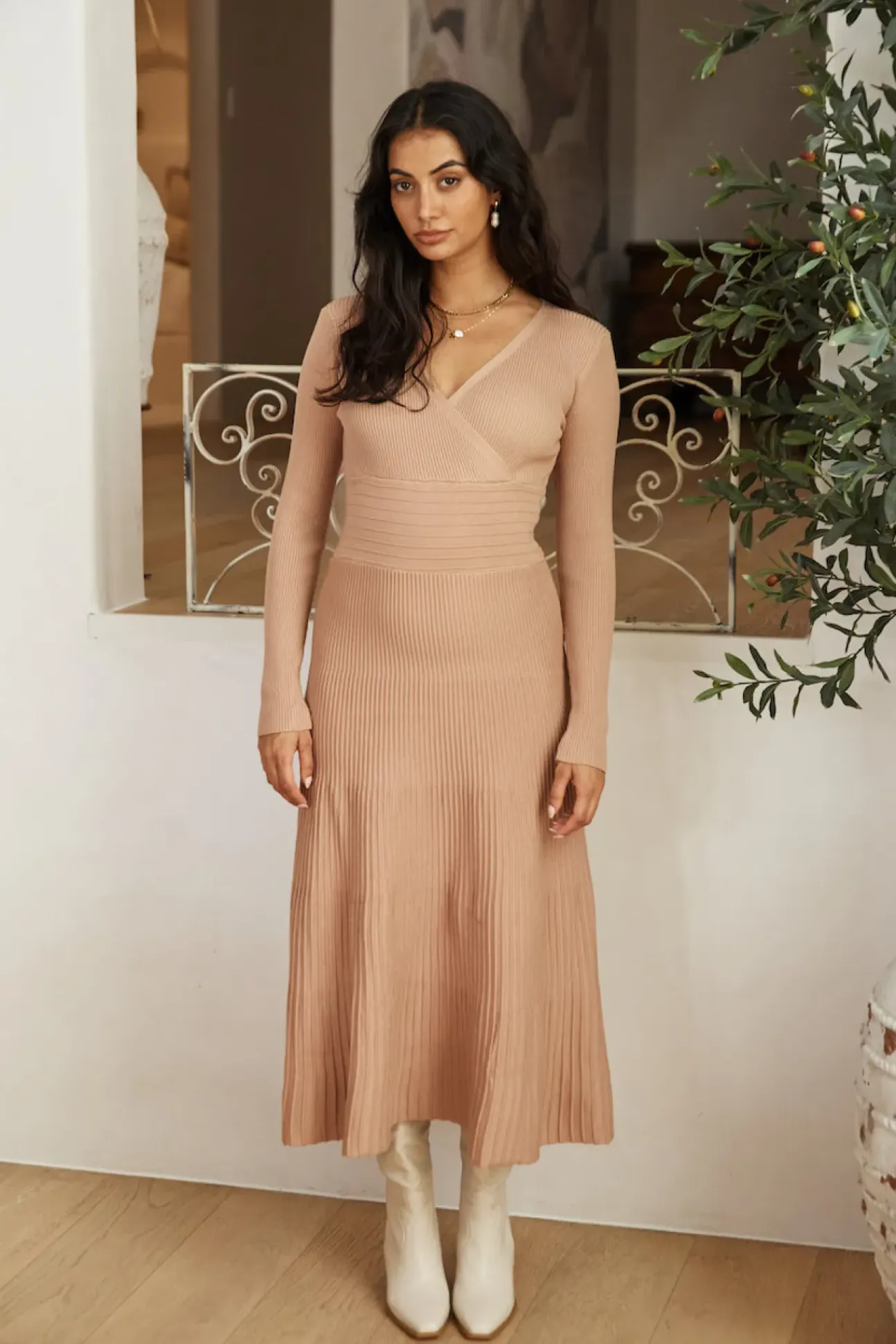 Flourishing Love Midi Dress Brown