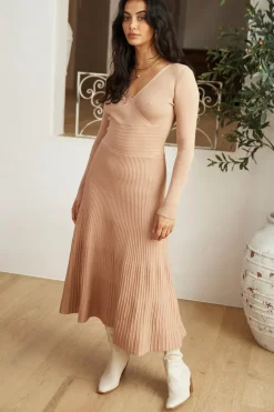 Flourishing Love Midi Dress Brown