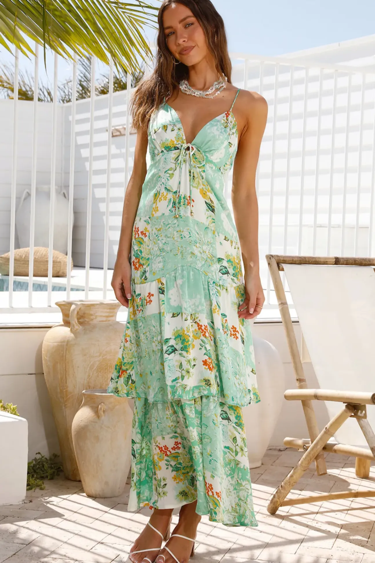 Flower Garden Maxi Dress Green