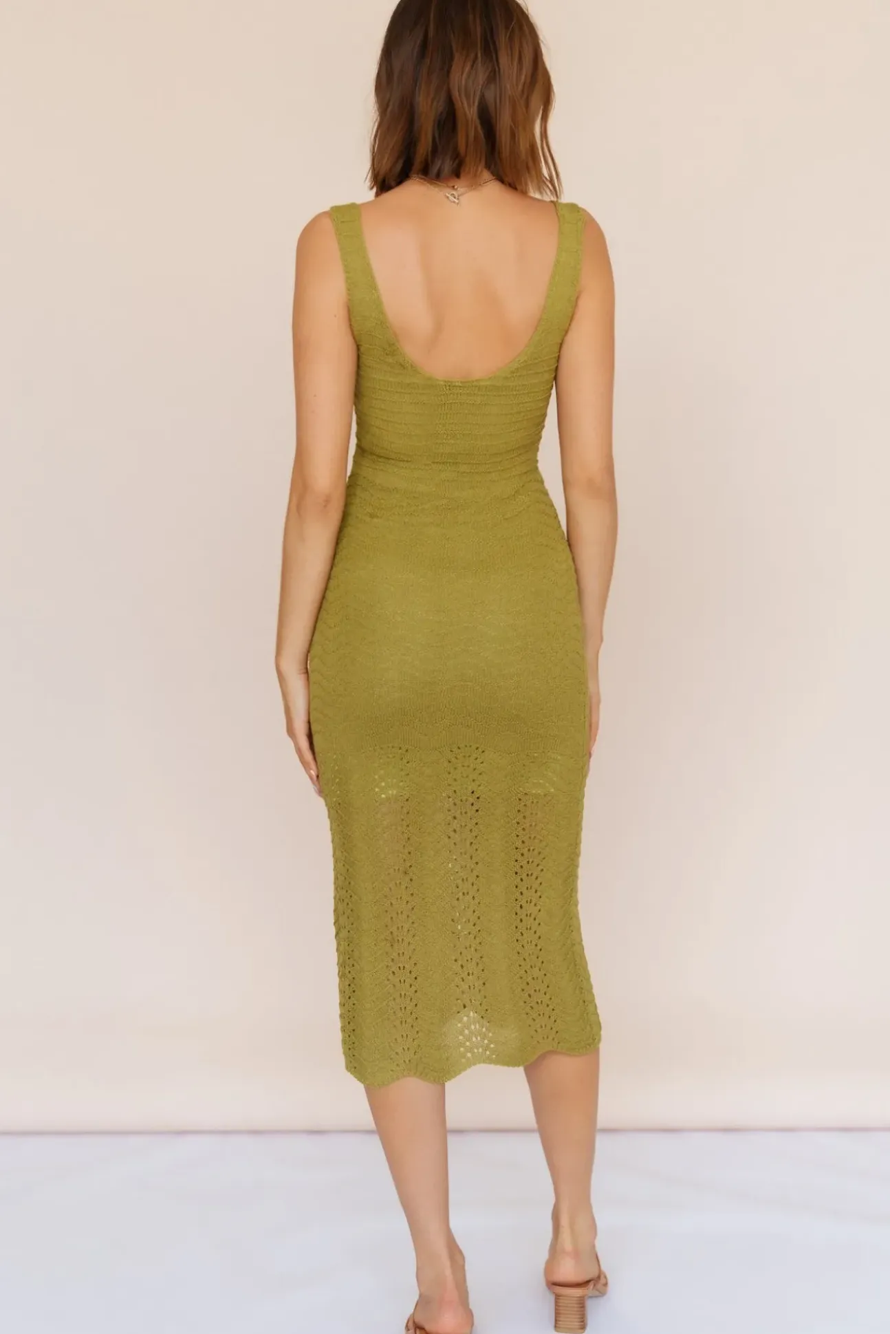 Flowing In Between Midi Dress Olive