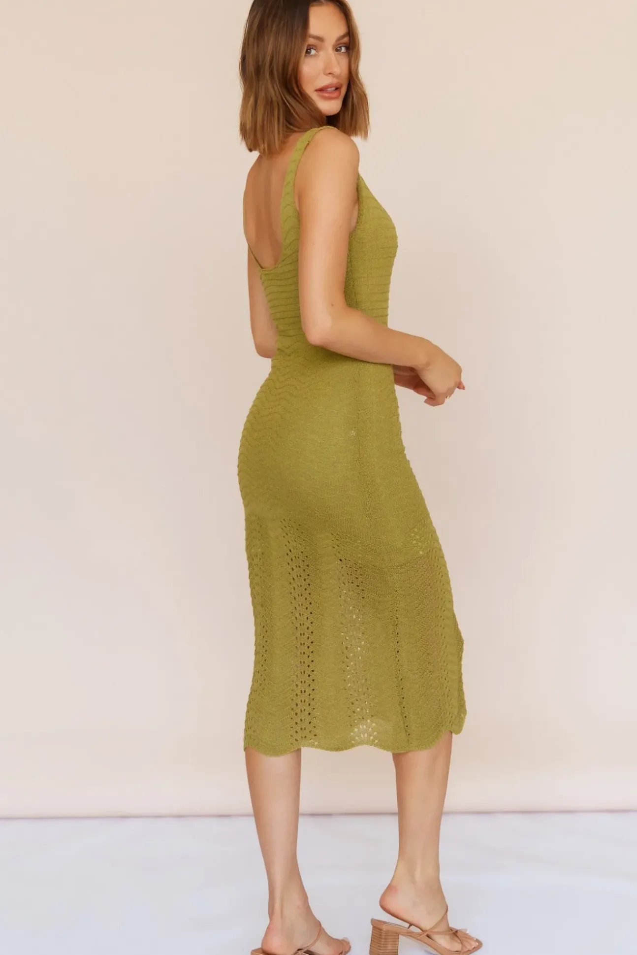 Flowing In Between Midi Dress Olive