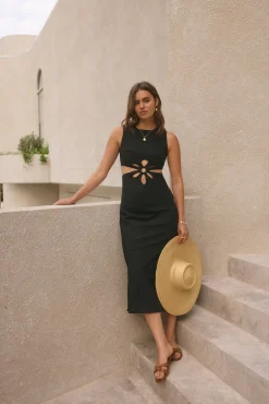 Fluttering Hearts Maxi Dress Black