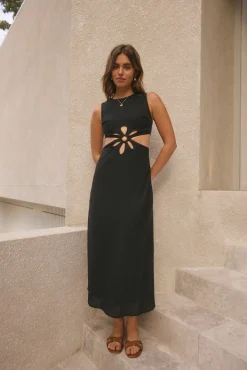 Fluttering Hearts Maxi Dress Black