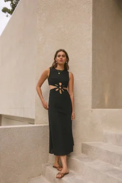 Fluttering Hearts Maxi Dress Black
