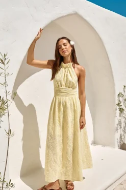 Fly Away Halter Maxi Dress Yellow