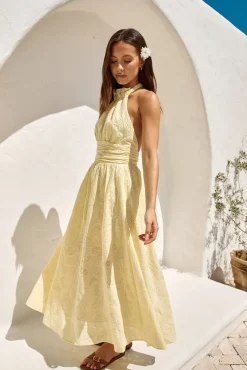 Fly Away Halter Maxi Dress Yellow