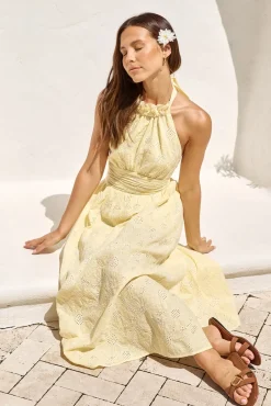 Fly Away Halter Maxi Dress Yellow