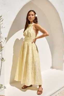 Fly Away Halter Maxi Dress Yellow