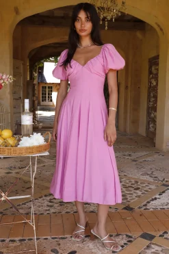 Force of Habit Midi Dress Pink