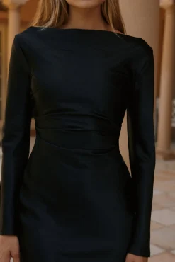 Forget Me Not Satin Maxi Dress Black
