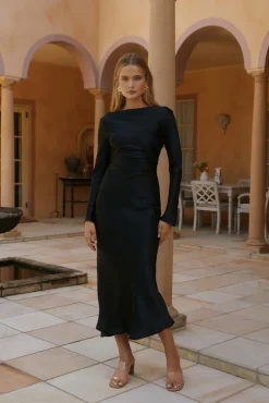 Forget Me Not Satin Maxi Dress Black