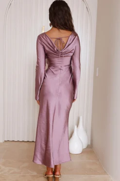 Forget Me Not Satin Maxi Dress Purple