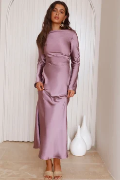 Forget Me Not Satin Maxi Dress Purple